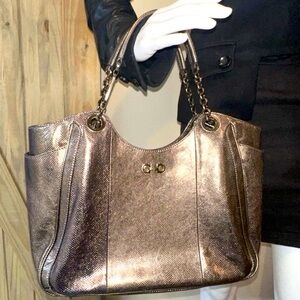 NEW Salvatore Ferragamo genuine exotic large lizard skin handbag